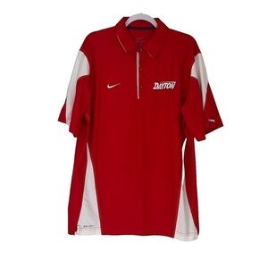Nike Dri Fit Polo University of Dayton Flyers Mens Large Red Short Sleeve